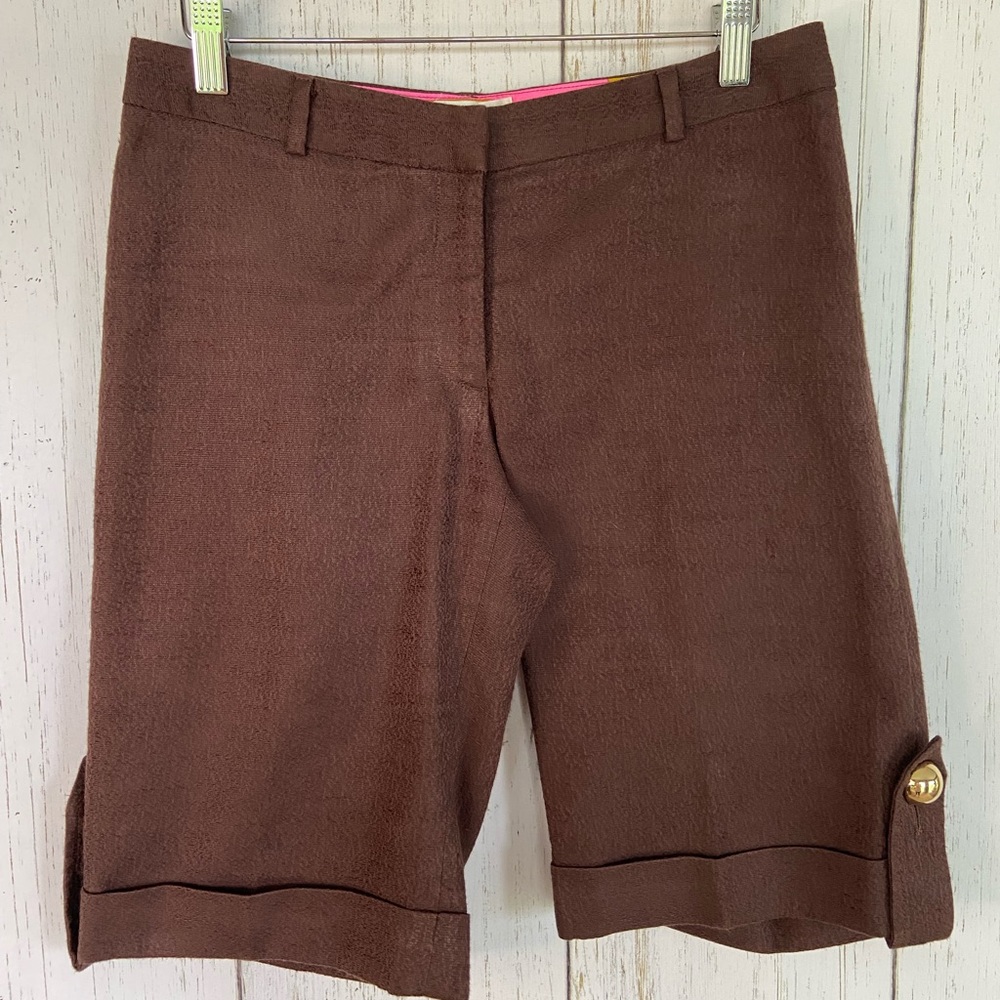 Milly brown cuffed dress shorts